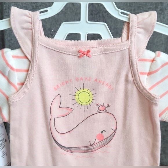 (18m)Carters 3 Pc.Set Baby Girls Onesie, Pants, Sleeveless Romper - Picture 3 of 9